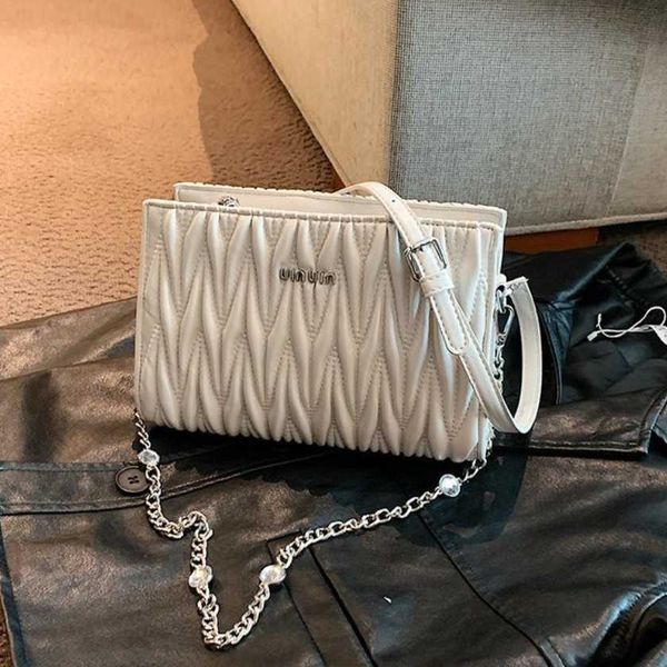 

designer bag popular embroidered handbag women's bag pleated crossbody bag chain shoulder small square bag ui7e