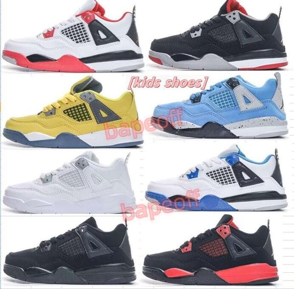 

2023 basketball 4 jumpman 4s boys shoe kids shoes children black mid sneaker chicago designer scotts military cat trainers baby kid youth to