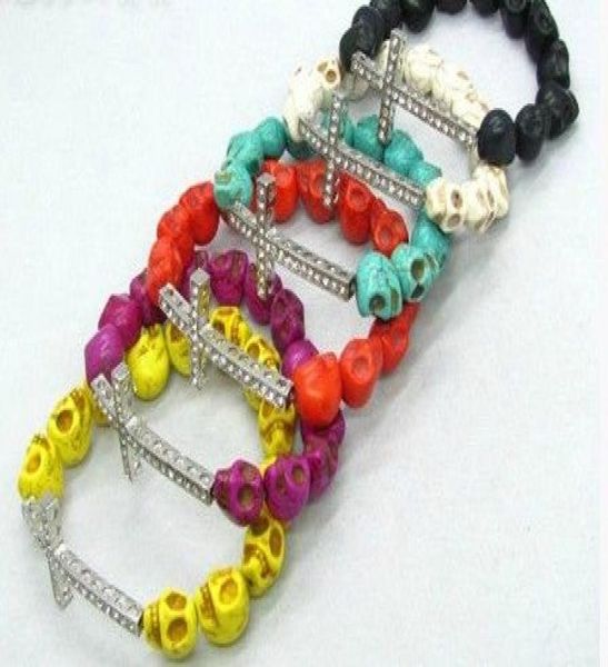 

50pcs* skull beads side ways bracelets sideways bracelet pick color9810855, Black