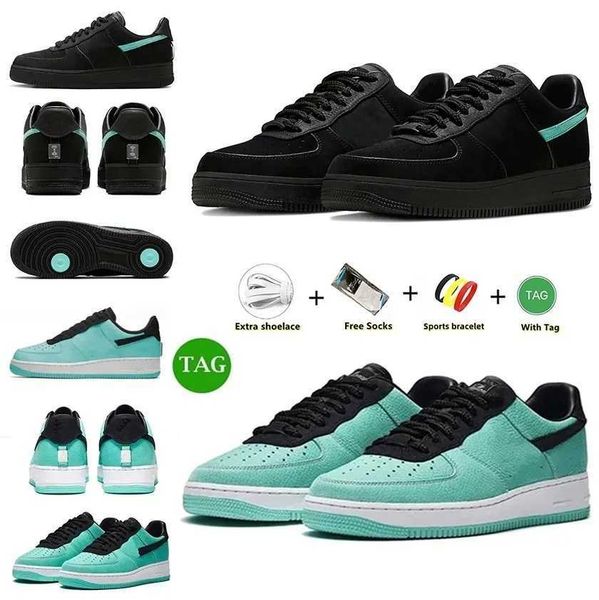 

2023 with box designer casual shoes low cut triple white af1 platform skate airforce 1 tiffany x one university blue panda men women skeleto, Black