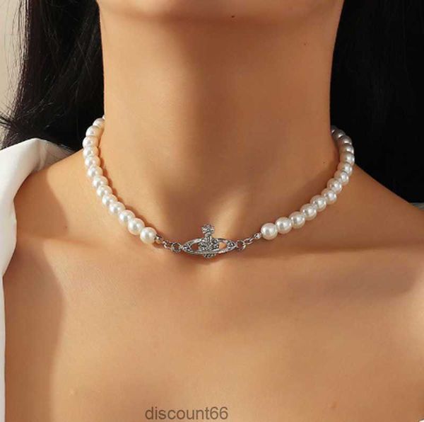 

fashion accessories niche temperament empress dowager west pearl with diamond pendant necklacek5uh, Silver