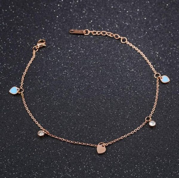 

diamond anklets 18k rose gold heartround barefoot trendy small fresh designer accessories jewelry for women girls personalit2311813, Red;blue
