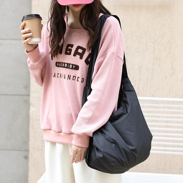 

vintage shoulder bag ins fashion pleated nylon fabric women's bag canvas large capacity crossbody bag 04
