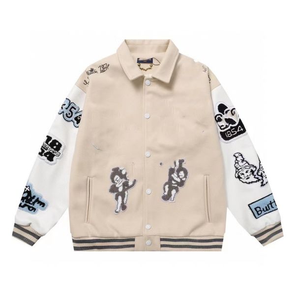 

designer jacket baseball uniform mens european american personality retro robot mobilization bugs bunny branded towel embroidery high weight, Black;brown