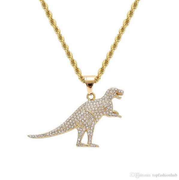 

stainless steel pendant necklace dinosaur pendant necklace hip hop pendant necklace golden dinosaur animal pendants necklaces283n8737807, Silver