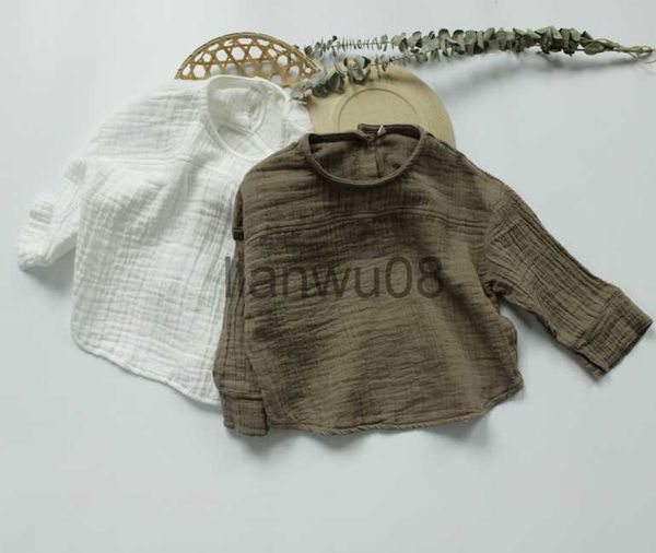

kids shirts new 2023 autumn baby boys cotton linen shirts pure color korean style toddlers kids long sleeve casual children shirts x0728, White;black