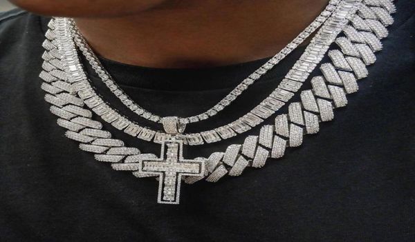 

3 row cz 19mm diamonds cuban link chain necklace iced out bling 5a cubic zirconia hip hop men boy jewelry gold silver color73295255189857