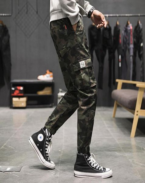 

2019 splice joggers pants men camouflage cargo pants mens loose camo plus size 5xl trousers male 0191161524, Black