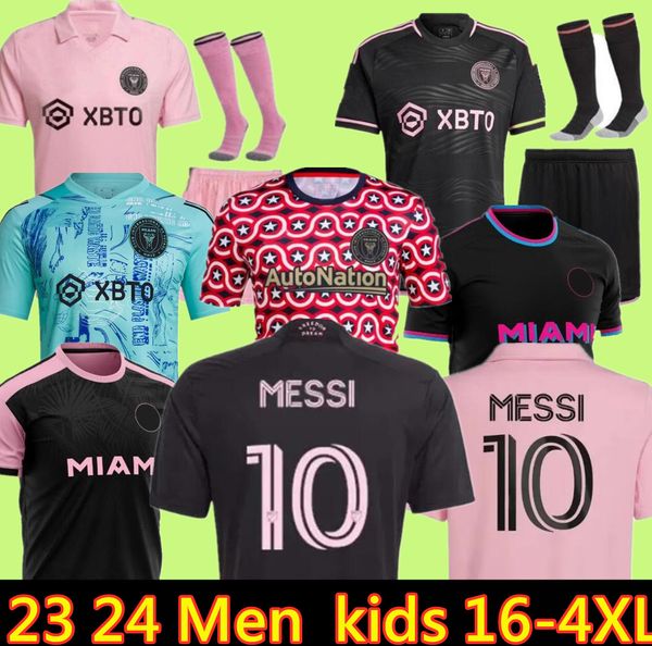 

3xl 4xl 2023 2024 inter miami soccer jerseys cf messis martinez mls 23 24 men kids kit football shirts player fans version uniform pre match, Black;yellow