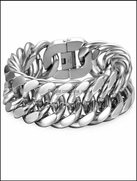 

link chain bracelets davieslee 18 22mm heavy mens bracelet curb cuban link sier color 316l stainless steel wristband male jewelry 9863558, Black