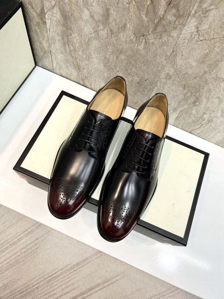 

6model luxury mens derby dress shoes brand genuine leather new designer handmade slip on pointed toe man wedding business loafers shoes, Black
