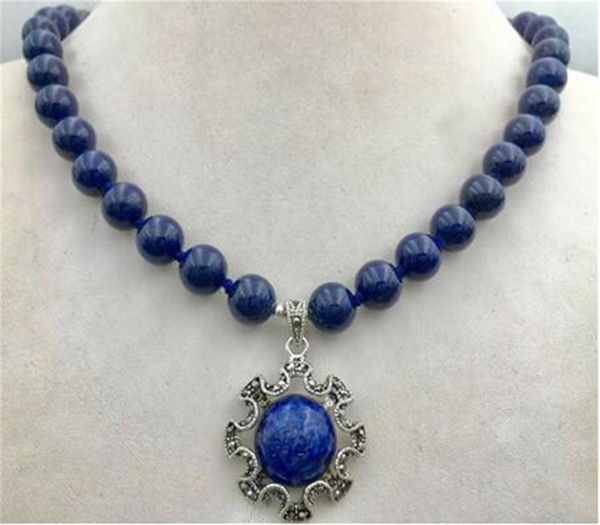 

collier penden en lapis lazuli egyptien naturel 10mm 18''254g6115088, Silver