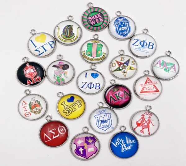 

aka jewelry 18mm glass aka alpha zeta phi beta sorority charms pendant stainless steel charm fit diy bracelet necklace7047238, Bronze;silver