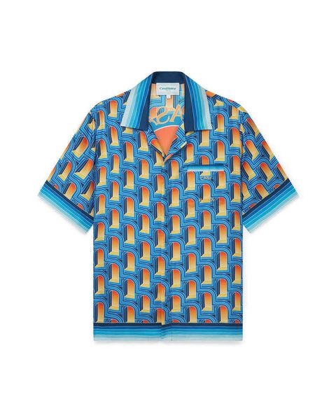 

correct version casablanca style 23ss button up shirt fantasy gate printed men's and women's casual short sleeved shirt, White;black