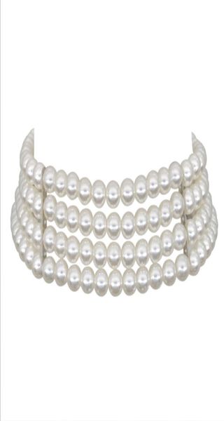 

street fashion popular sidebyside pearl necklace handmade multilayer1208361, Silver