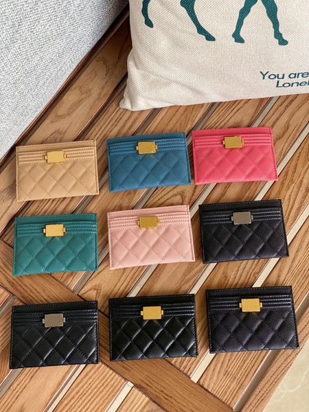 

luxury designer card holder purses channel wallets with original box soft lambskin genuine leather womens coin purse wallet card holder secu, Brown;gray