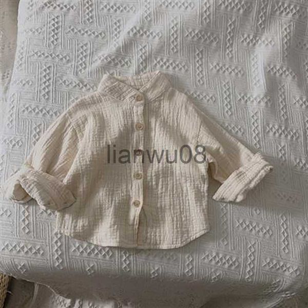 

kids shirts retro cotton and linen shirts children spring autumn new korean boys and girls casual standup collar button camisas hemden x072, White;black