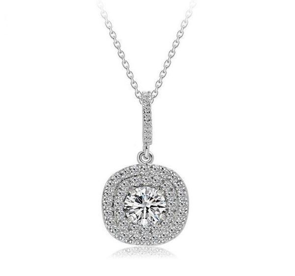 

2017 new selling luxury jewelry 925 sterling silver pave stunning white sapphire cz diamond gemstones women necklace pendant w1843342