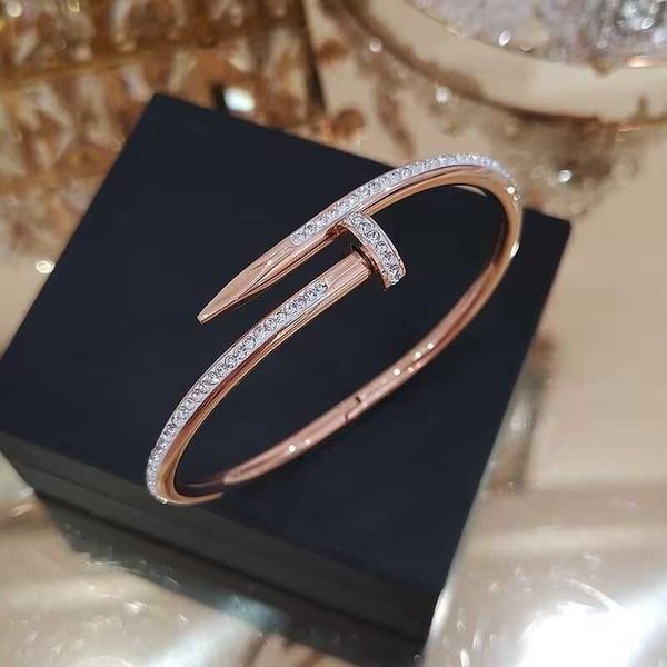 

new with online live broadcast popular nail full diamond fashion simple bracelet washable and colorless, Black