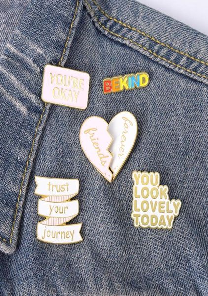 

letter bekind i am ok enamel brooches pin for women fashion dress coat shirt demin metal funny brooch pins badges promotion gift 25437663, Gray