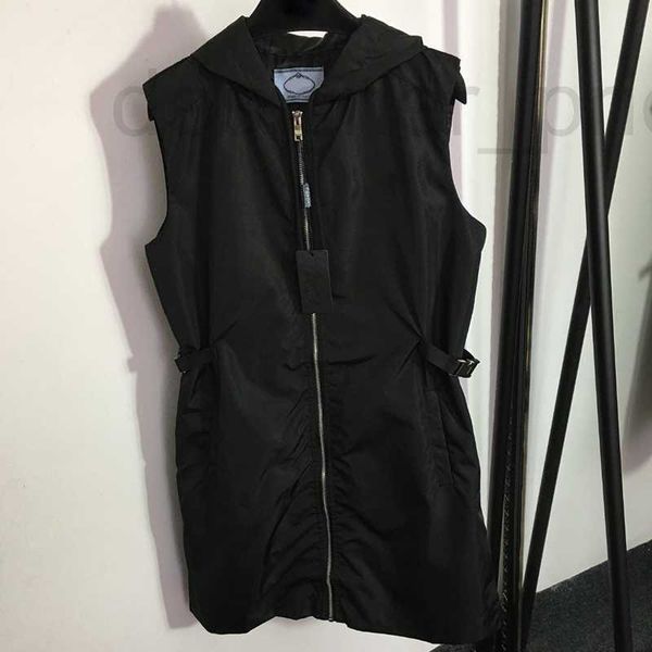 

plus size dresses designer womens dress hooded sleeveless skirts personality street hip hop party nylon girls brand clothing qm5h, Black