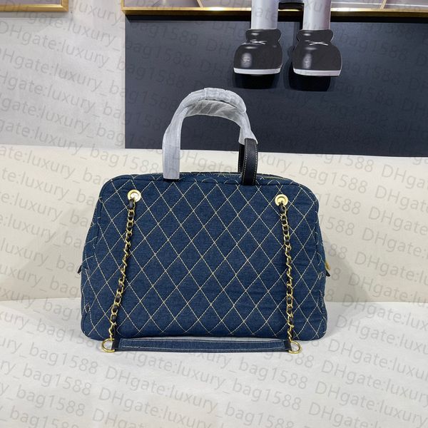 

tote bag 1:1 7a chain women handbag denim checker canvas bag large capacity classic flap designer bag