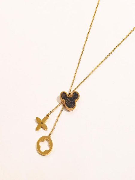 

womens design necklace faux leather 18k gold plated stainless steel necklaces choker chain letter pendant europe america fashion l2083550, Silver
