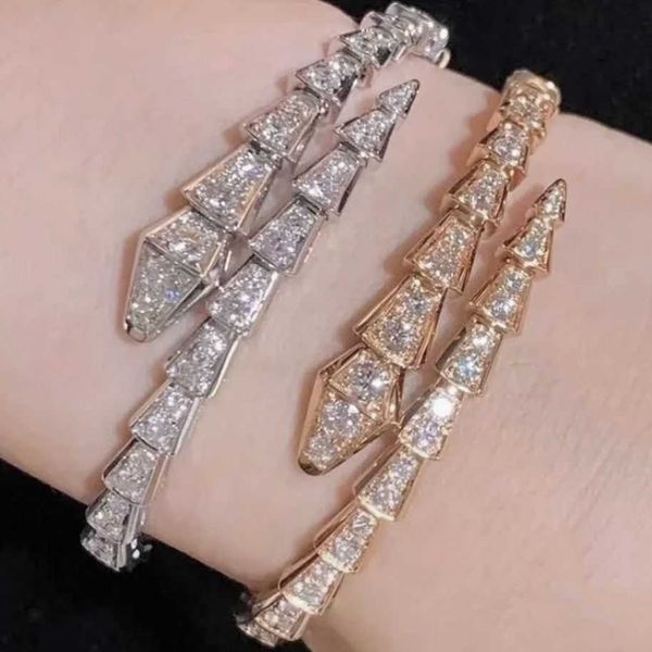 

female shaped snake bone full diamond wide and narrow rose gold women's bracelet gifts girlfriend carving, Black