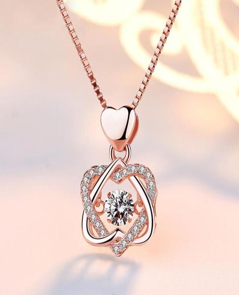 

smart heart necklace 925 silver plated rose gold pendant clavicle chain jewelry1974219