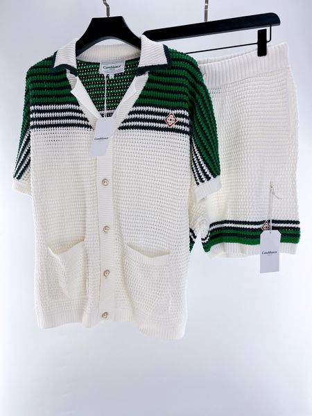 

2023 mens knitwear women luxurys designers casablanca shirt 3d letter pattern tee men casual knitwear short sleeves street designer top, White;black