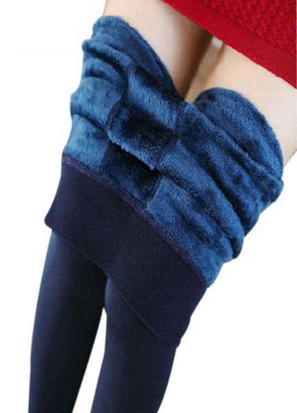 

fashion women039s fleece warm leggings women winter velvet high elastic high waist thick legging slim leggins step pan5447395, Black