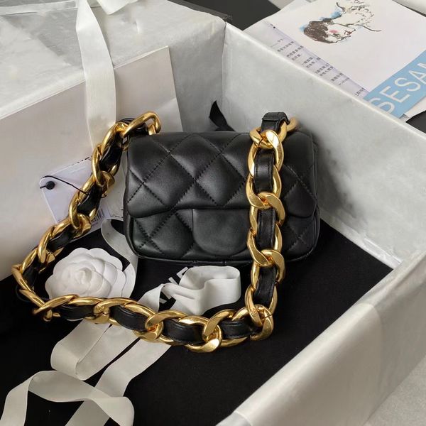 

10a super original quality 17cm women mini chain shoulder bags caviar lambskin leather luxury designer cf bag fashion crossbody flap handbag