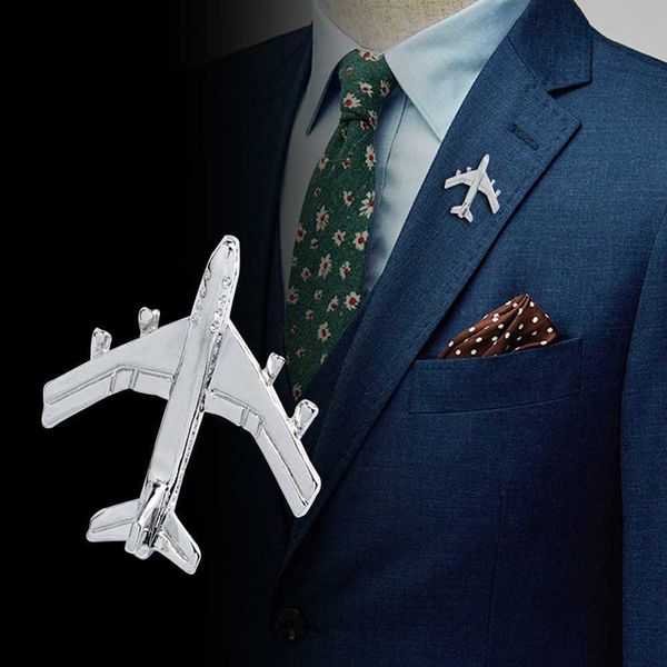 

airplane brooch vintage men suit lapel pin mini cute alloy badge sweater jacket decor collar pin fashion jewelry h1018, Gray