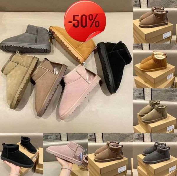 

women ultra mini snow boots slipper u5854 winter new popular ankle sheepskin fur plush keep warm boots with card dustbag beautiful gifts rei, Black