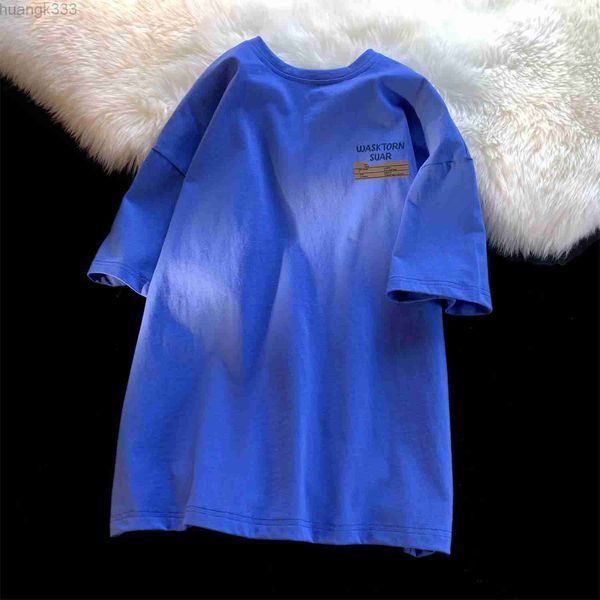 

galleries american retro small neckline short sleeved t-shirt for men's three books, trendy brand, 300g high weight, all cotton, 5/4 sl, White;black