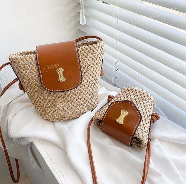 

famous designer bag 2023 summer luxury mini straw braided bag fashion bucket bag purse one shoulder bag women luxury brand name bags
