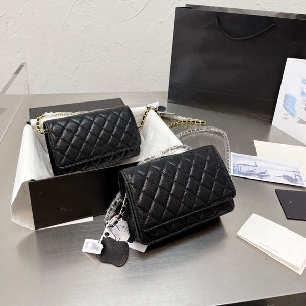 

2023 new designer bag bag leisure caviar cowhide small square bag leather lingge chain fortune bag women's shopping bag 19cm