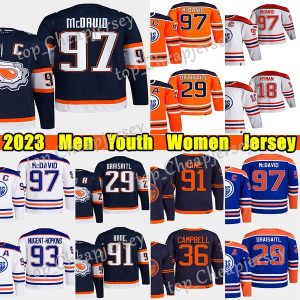 

#97 connor mcdavid reverse retro hockey jersey #29 leon draisaitl 99 wayne gretzky evander kane ryan nugent-hopkins zach hyman brown cody ce, Black;red