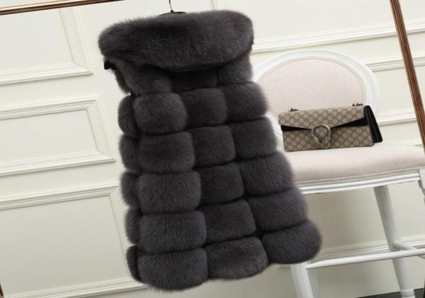 

women039s fur faux coat fake hooded jacket 2021 winter warm patchwork outerwear female long waistcoats l10847696202, Black