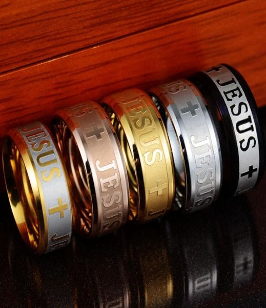 

jesus stainless steel rings christ men ring silver black gold rose gold christian rings women fashion jewelry jesus gift whole9804608