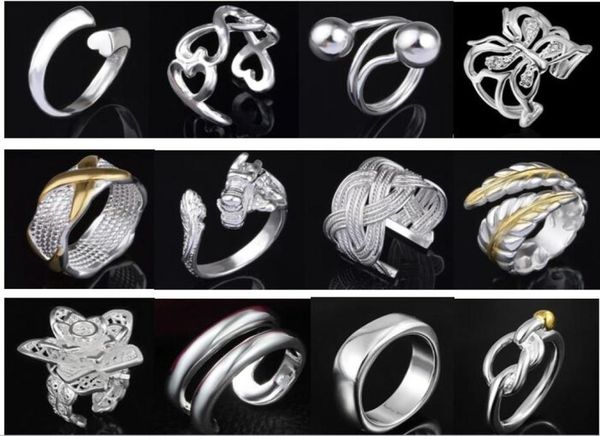 

jewelry factory beautiful mixed 50pcs charm 925 silver ring with side stones jewelry lowest fashion 13441835085
