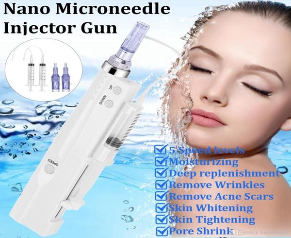 

2 in 1 mesotherapy meso gun electric derma pen micro needle dermastamp anti aging facial skin care beauty machine dhl3720563, Black;white