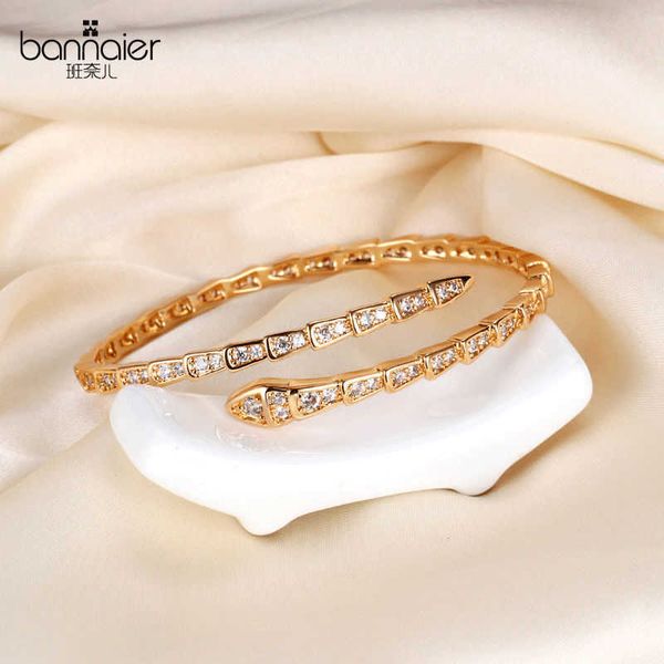 

all sky star precision edition bone bracelet plated full shape snake opening design with diamond embedding hand jewelry gift, Black