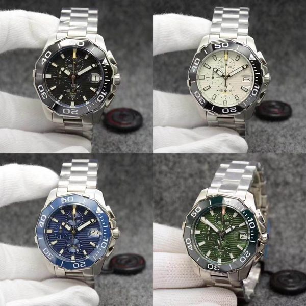 

2023 men's watch six hands with calendar function all steel strap business fashion gift watches, Slivery;golden