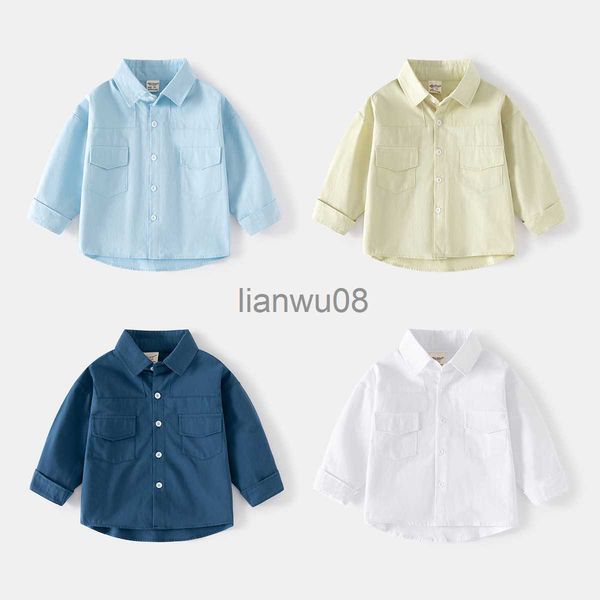 

kids shirts spring and autumn baby boys shirt patchwork long sleeve baby pure cotton baby boys cardigan x0728, White;black