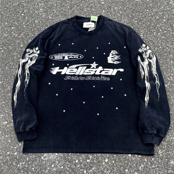 

washed t-shirt 1 streetwear vintage long sleeved clothing tee t shirt, Black;brown