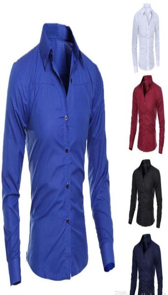 

luxury mens slim fit shirt long sleeve dress shirts casual formal business shirts solid brand clothing camisa social masculina m41233112, White;black