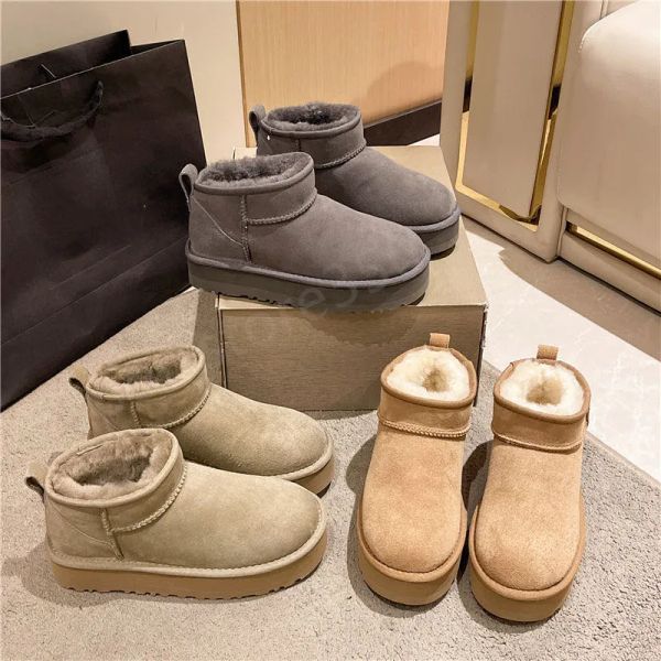 

australia snow boots designer women tazz tasman slippers mini platform boot thick bottom suede wool shoes womens fashion winter warm aus bua, Black