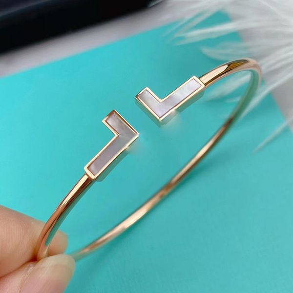 

s925 silver luxury brand designer classic bangle bracelets for women elegant charm white blue mother pearl shining crystal bling diamond bra, Black