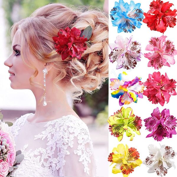 

new flower hair clips bohemia style flowers headpiece orchid hairpin duckbill barrettes summer headwear hair accessories, Slivery;white